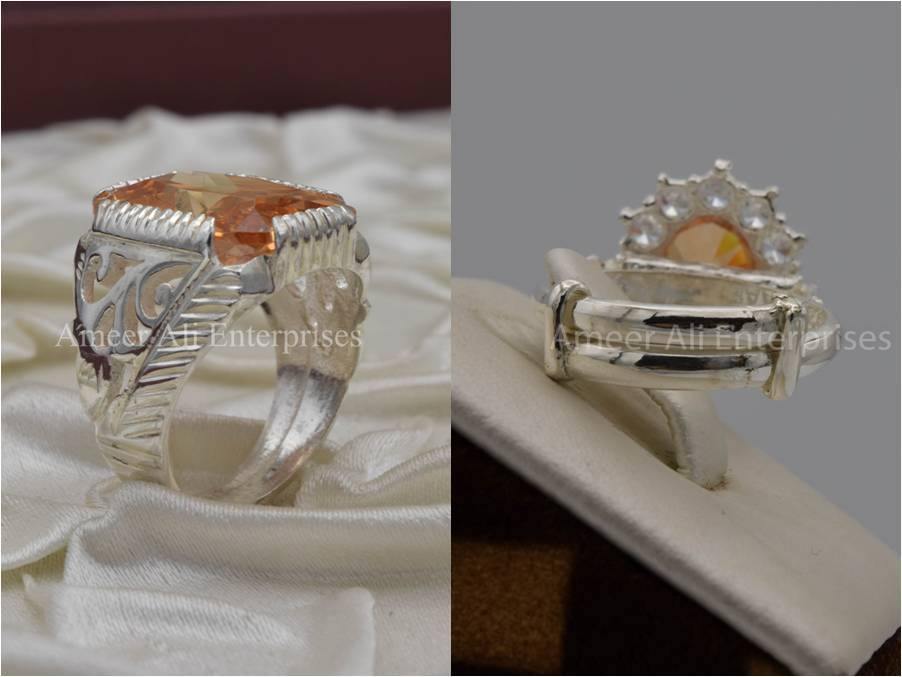 Silver Couple Rings: Pair 36,  Stone: Zircon - AmeerAliEnterprises