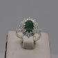 AAE 7525 Chandi Ring 925, Stone Emerald (Zamurd) - AmeerAliEnterprises