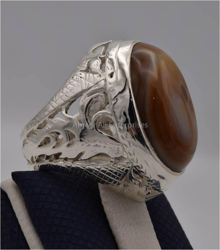 AAE 2310 Chandi Ring 925, Stone: Sulemani Aqeeq - AmeerAliEnterprises