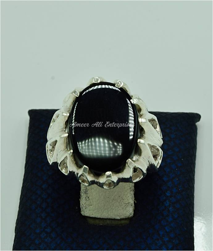 AAE 9585 CHANDI RING 925, STONE: BLACK AQEEQ