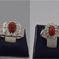 Silver Couple Rings: Pair 57, Stone: Marjan (Coral) - AmeerAliEnterprises