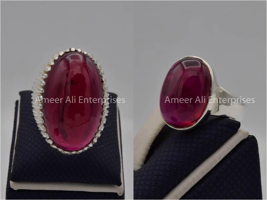 Silver Couple Rings: Pair 152,  Stone: Irani Poota Yaqoot - AmeerAliEnterprises