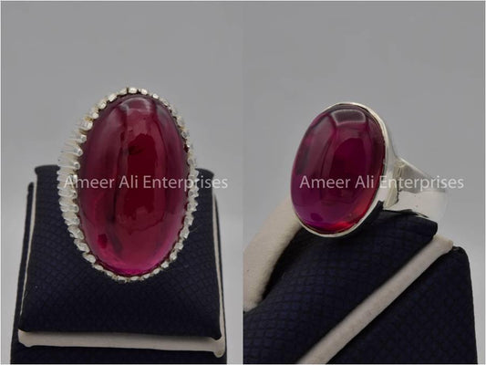 Silver Couple Rings: Pair 152,  Stone: Irani Poota Yaqoot - AmeerAliEnterprises