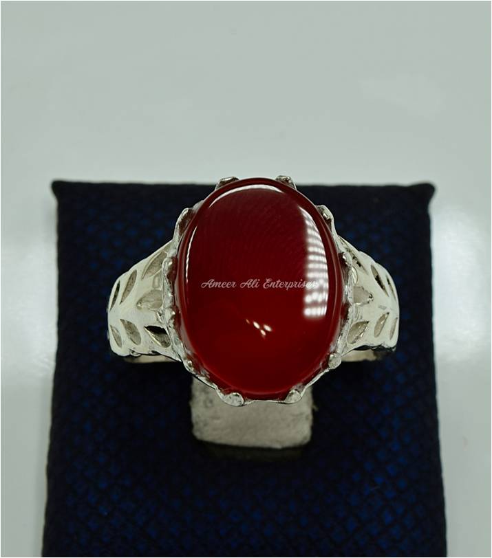 AAE 1214 Chandi Ring 925, Stone: Red Aqeeq