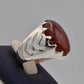 AAE 9105 Chandi Ring 925, Stone: Yamni Aqeeq - AmeerAliEnterprises