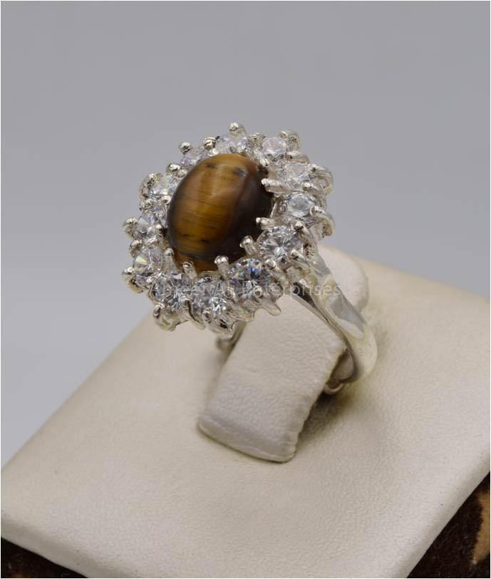 AAE 5568 Chandi Ring 925, Stone: Tiger's Eye - AmeerAliEnterprises