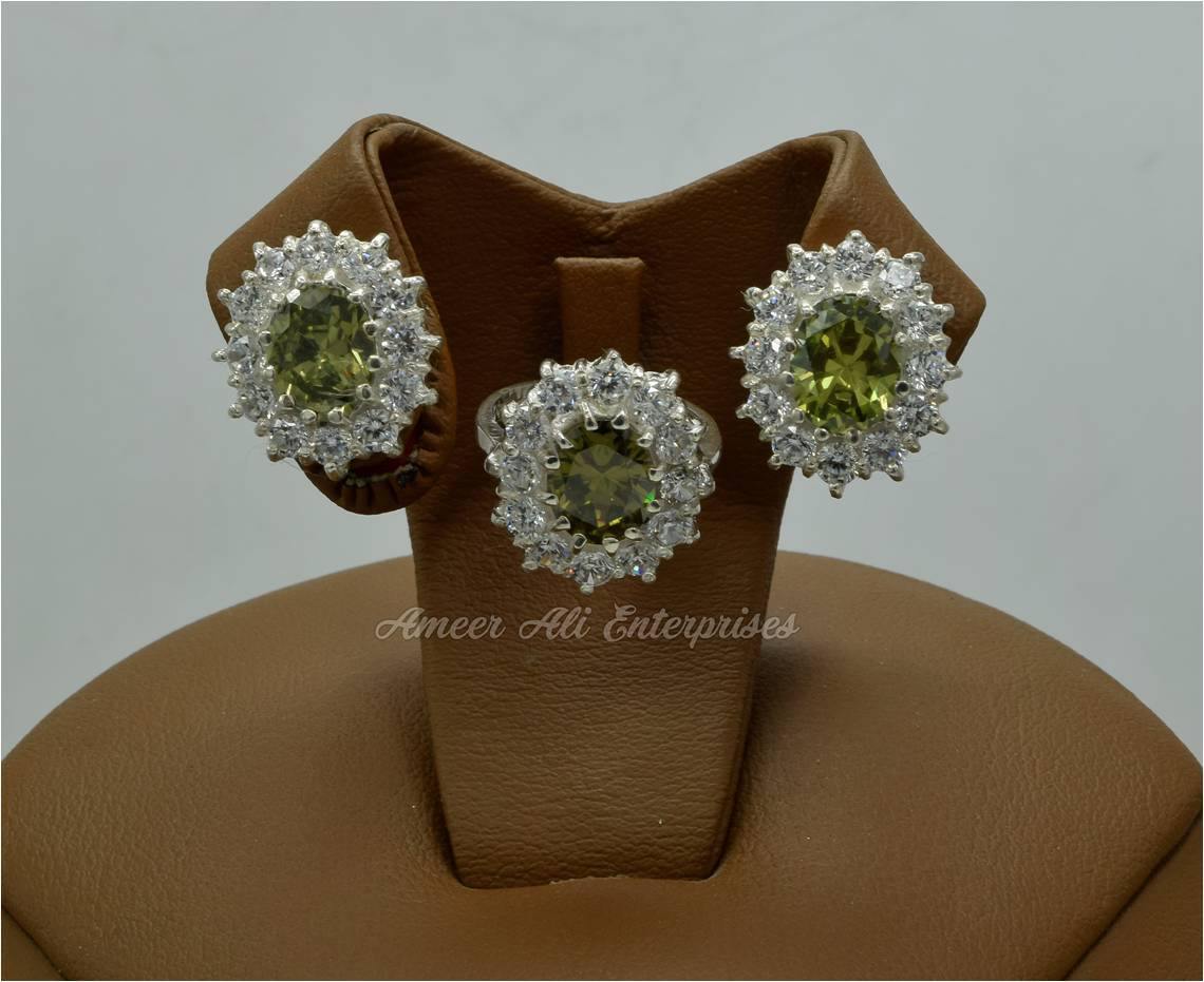 AAE 6105 CHANDI SET 925, STONE: ZIRCON - AmeerAliEnterprises
