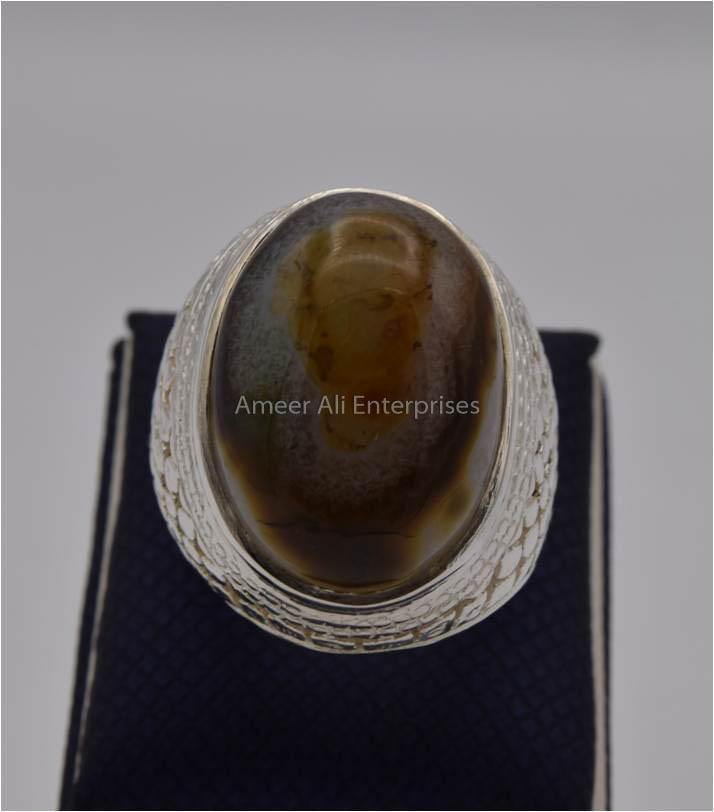 AAE 2311 Chandi Ring 925, Stone: Sulemani Aqeeq - AmeerAliEnterprises