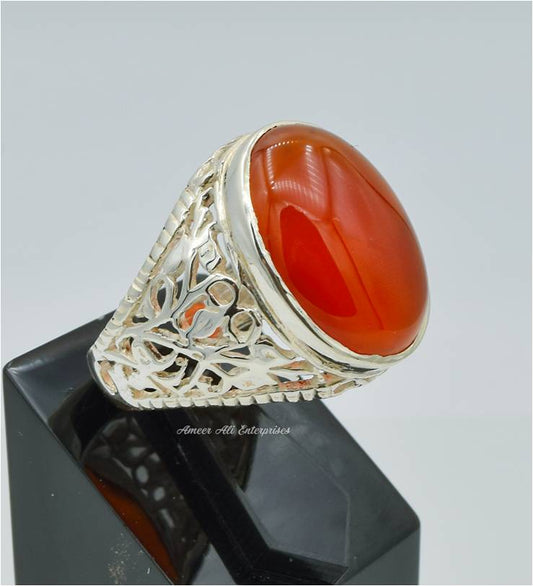 AAE 2465 Chandi Ring 925, Stone: Red Aqeeq