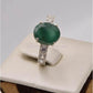 AAE 2505 Chandi Ring 925, Stone: Emerald (Zamorad) - AmeerAliEnterprises