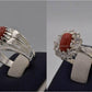 Silver Couple Rings: Pair 57, Stone: Marjan (Coral) - AmeerAliEnterprises