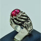 AAE 6770 CHANDI RING 925, STONE: IRANI POOTA YAQOOT (ANARI YAQOOT) - AmeerAliEnterprises