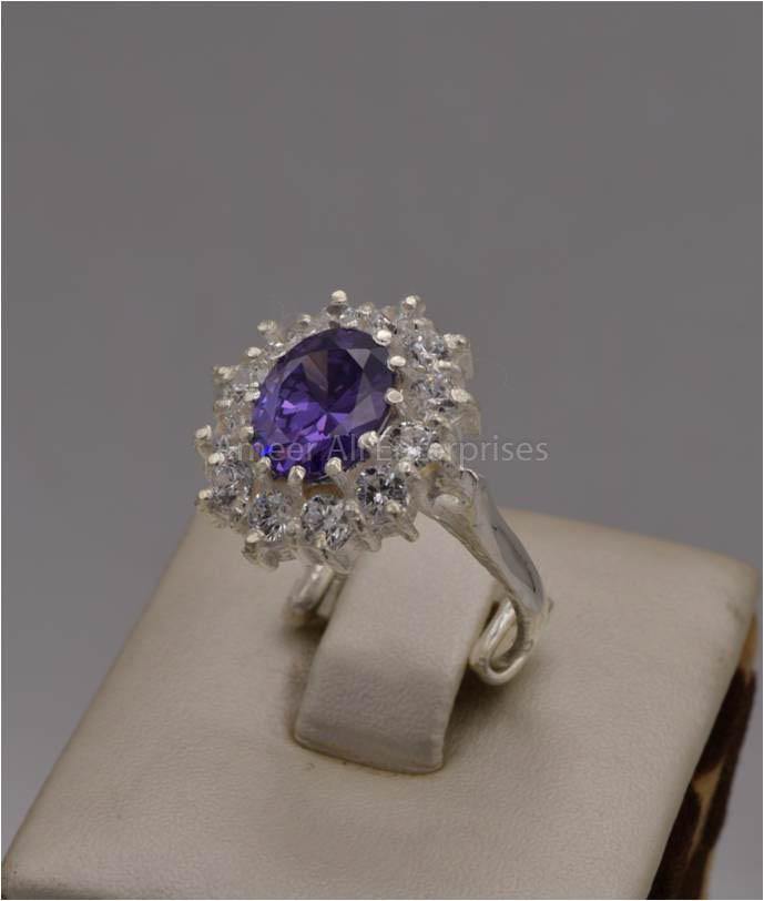 AAE 2411 Chandi Ring 925, Stone: Zircon - AmeerAliEnterprises
