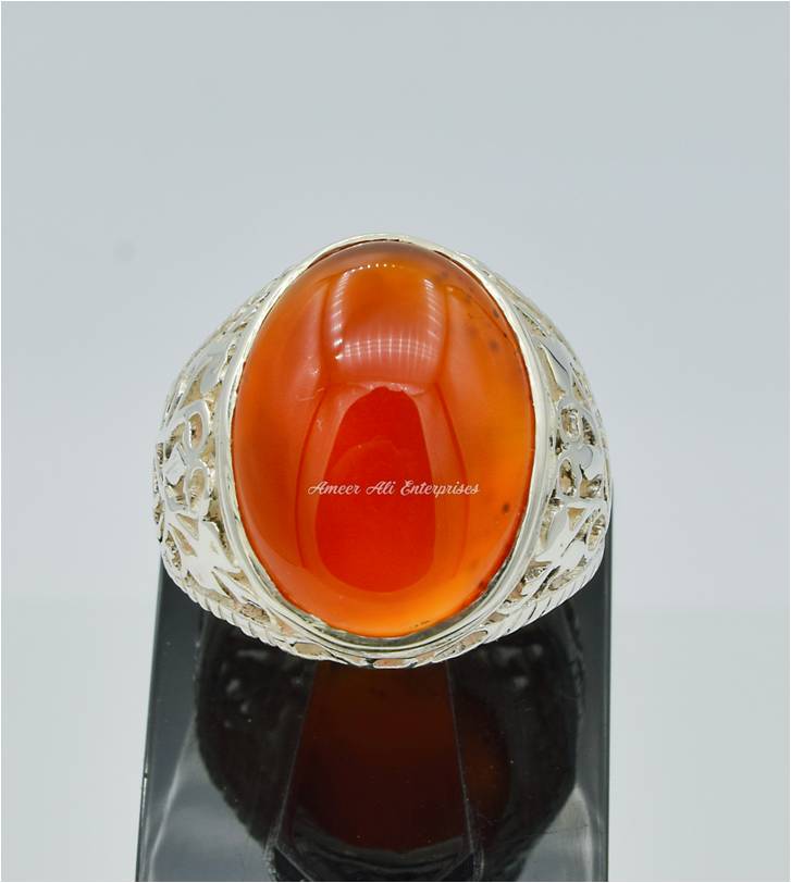 AAE 2465 Chandi Ring 925, Stone: Red Aqeeq