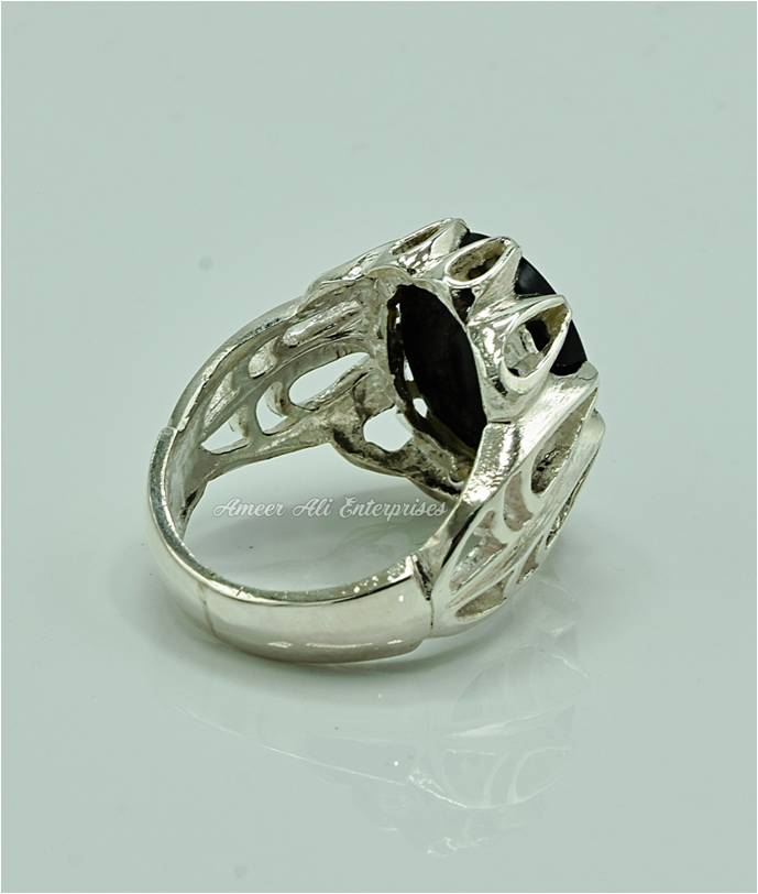 AAE 9585 CHANDI RING 925, STONE: BLACK AQEEQ