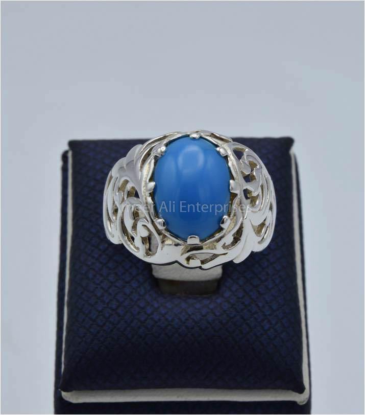 AAE 5801 Chandi Ring 925, Stone: Feroza - AmeerAliEnterprises