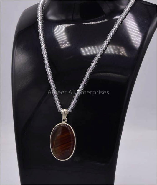 AAE 5833 Chandi Pendant 925, Stone: Sulemani Aqeeq - AmeerAliEnterprises