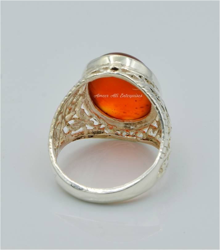AAE 2465 Chandi Ring 925, Stone: Red Aqeeq