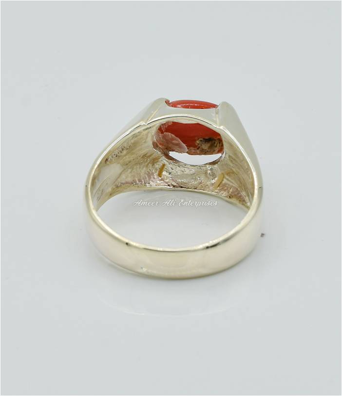 AAE 6276 Chandi Ring 925, Stone: Marjan (Coral)