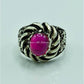 AAE 6770 CHANDI RING 925, STONE: IRANI POOTA YAQOOT (ANARI YAQOOT) - AmeerAliEnterprises