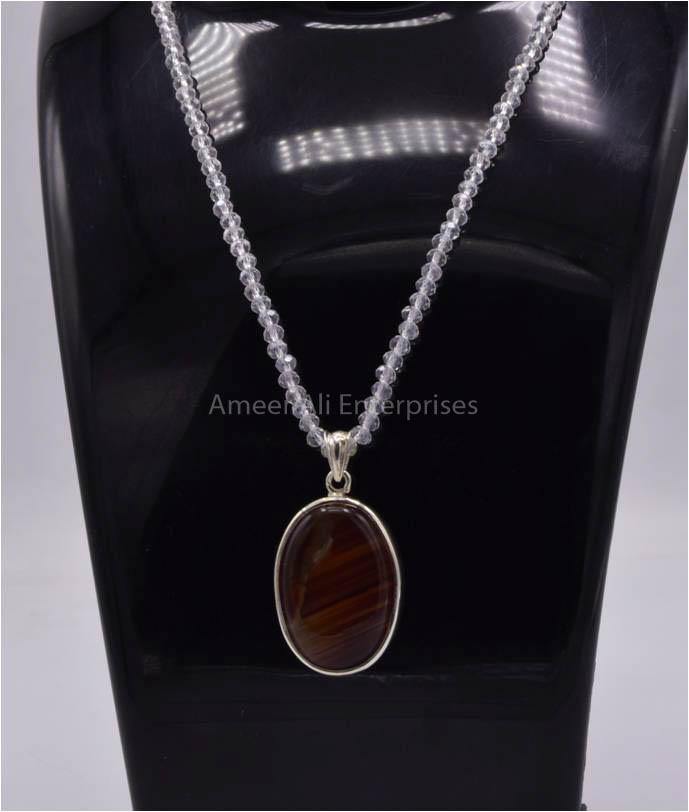 AAE 5833 Chandi Pendant 925, Stone: Sulemani Aqeeq - AmeerAliEnterprises