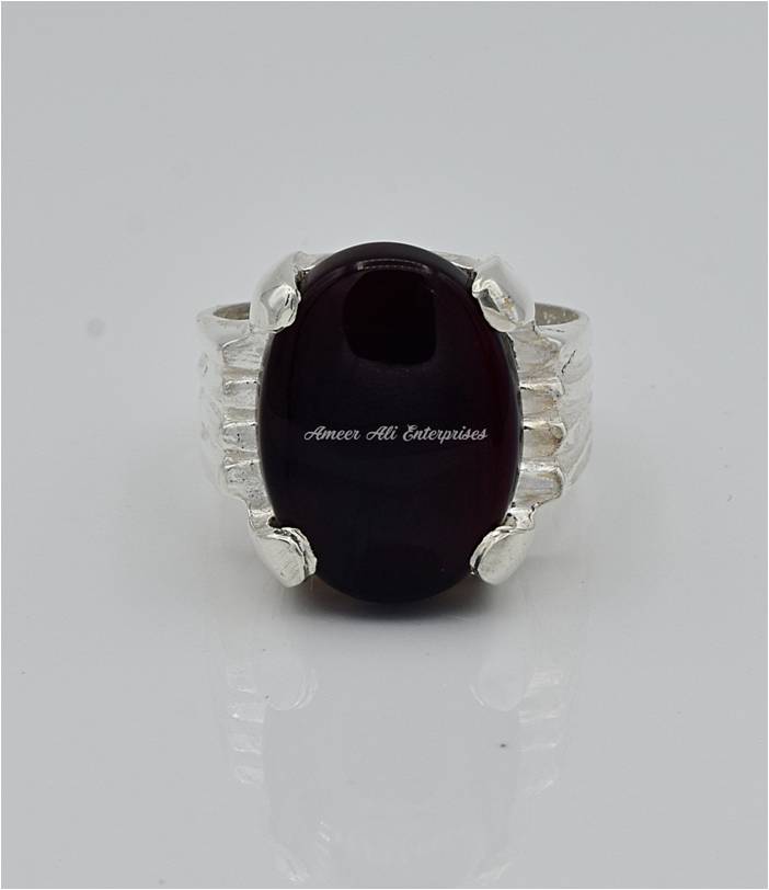 AAE 6563 Chandi Ring 925, Stone: Yamni Aqeeq