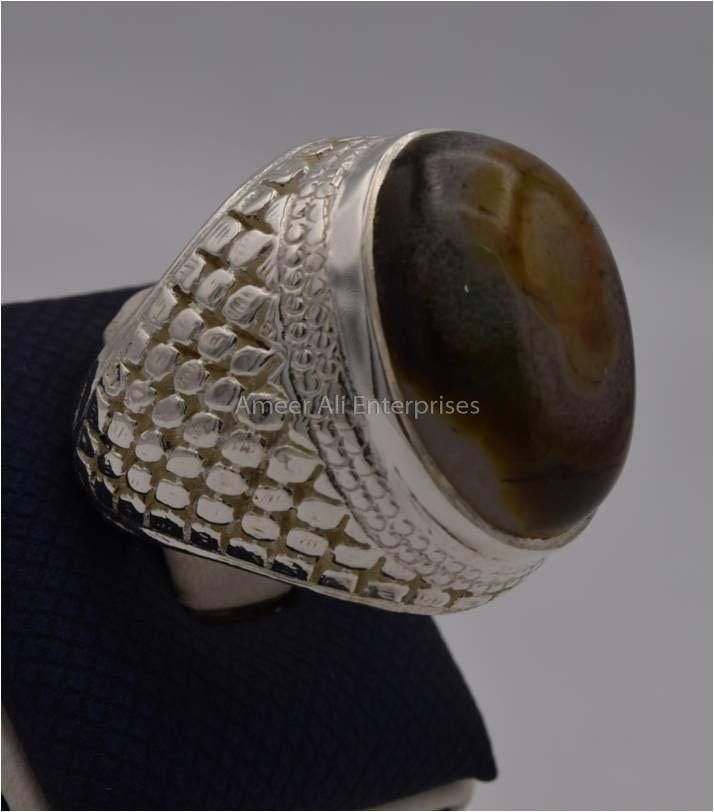 AAE 2311 Chandi Ring 925, Stone: Sulemani Aqeeq - AmeerAliEnterprises