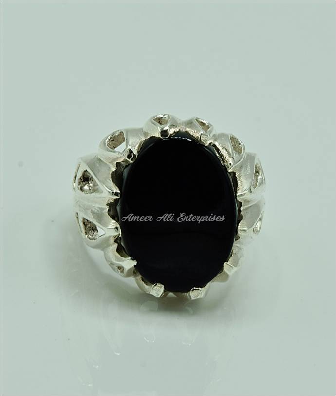 AAE 9585 CHANDI RING 925, STONE: BLACK AQEEQ