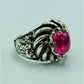 AAE 6770 CHANDI RING 925, STONE: IRANI POOTA YAQOOT (ANARI YAQOOT) - AmeerAliEnterprises