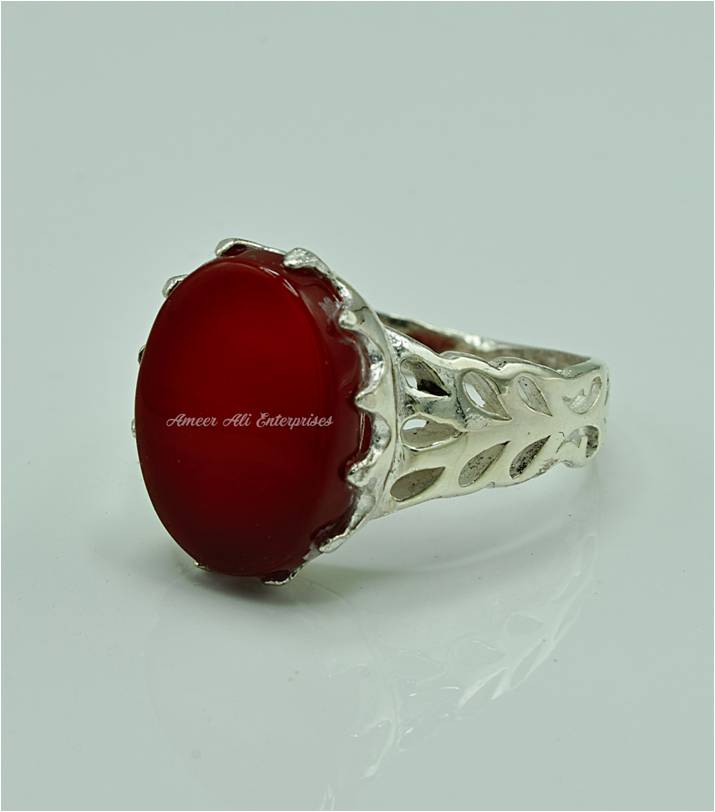 AAE 1214 Chandi Ring 925, Stone: Red Aqeeq