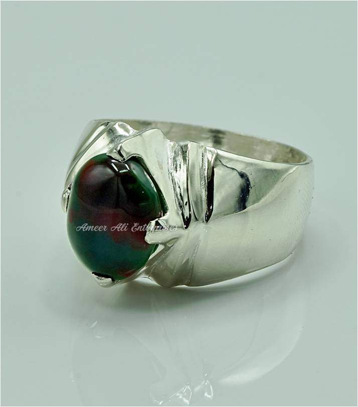 AAE 6869 Chandi Ring 925, Stone: Blood Stone