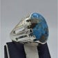 AAE 5852 Chandi Ring 925, Stone: Shajri Feroza - AmeerAliEnterprises