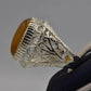 AAE 6530 Chandi Ring 925, Stone: Yellow Aqeeq - AmeerAliEnterprises