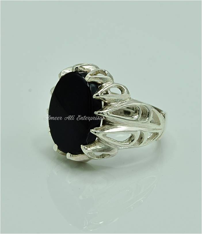 AAE 9585 CHANDI RING 925, STONE: BLACK AQEEQ