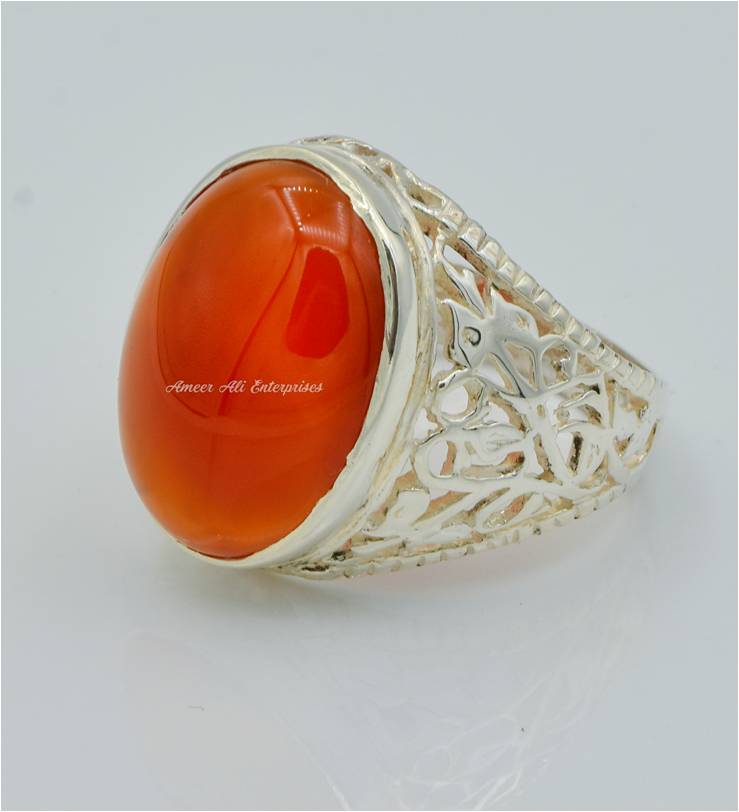 AAE 2465 Chandi Ring 925, Stone: Red Aqeeq