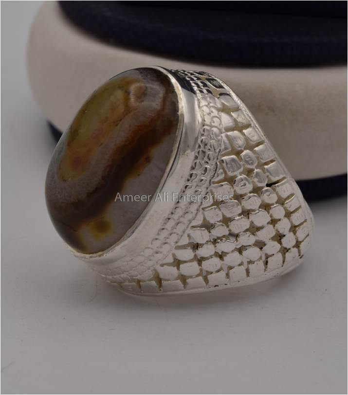 AAE 2311 Chandi Ring 925, Stone: Sulemani Aqeeq - AmeerAliEnterprises