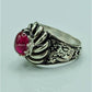 AAE 6770 CHANDI RING 925, STONE: IRANI POOTA YAQOOT (ANARI YAQOOT) - AmeerAliEnterprises