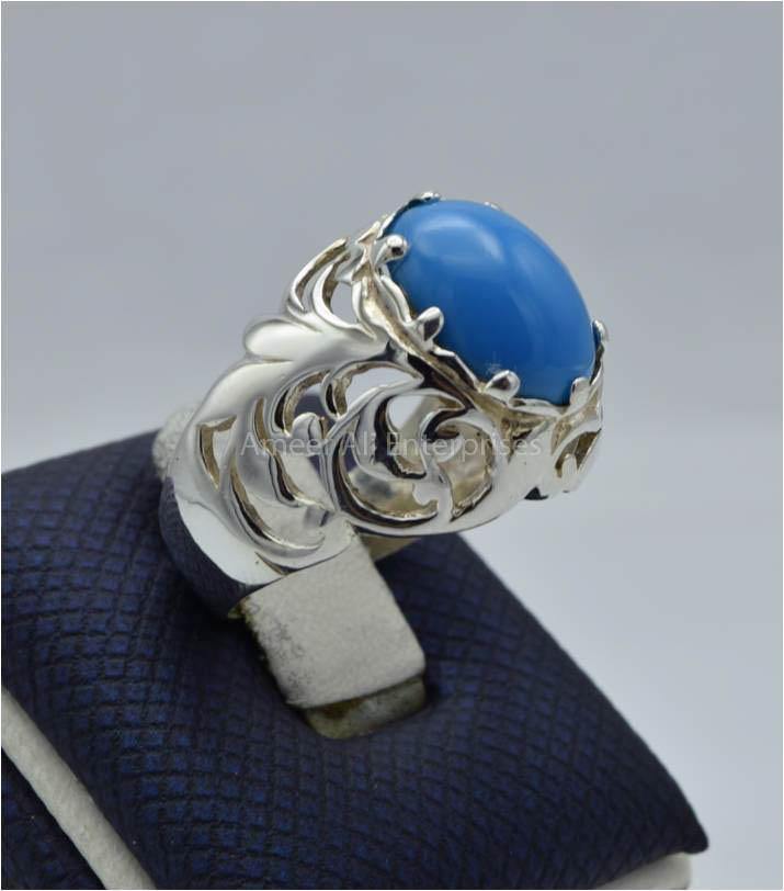 AAE 5801 Chandi Ring 925, Stone: Feroza - AmeerAliEnterprises