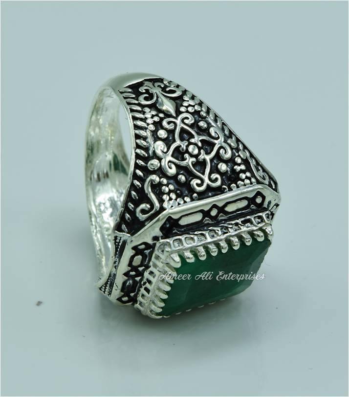 AAE 6718 Chandi Ring 925, Stone: Onyx - AmeerAliEnterprises