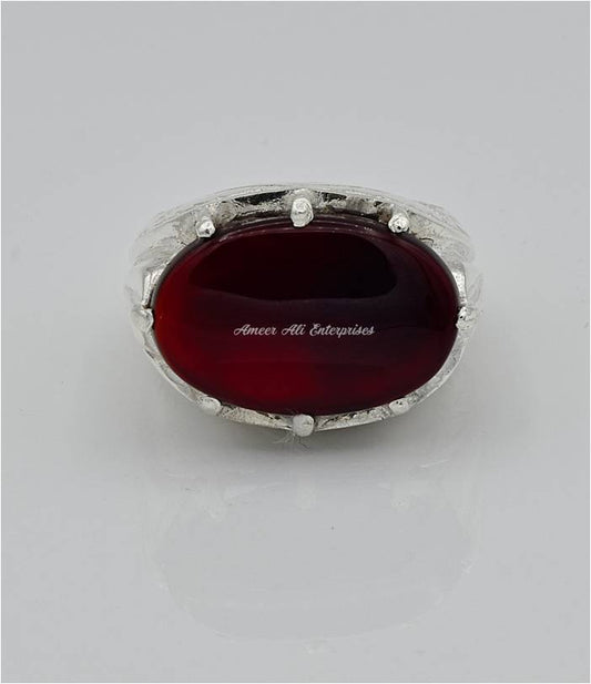 AAE 6567 Chandi Ring 925, Stone: Yamni Aqeeq