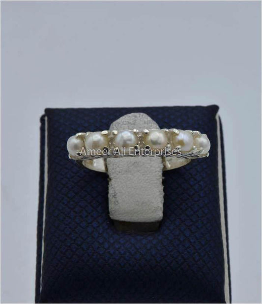 AAE 1577 Chandi Ring 925, Stone Pearl - AmeerAliEnterprises