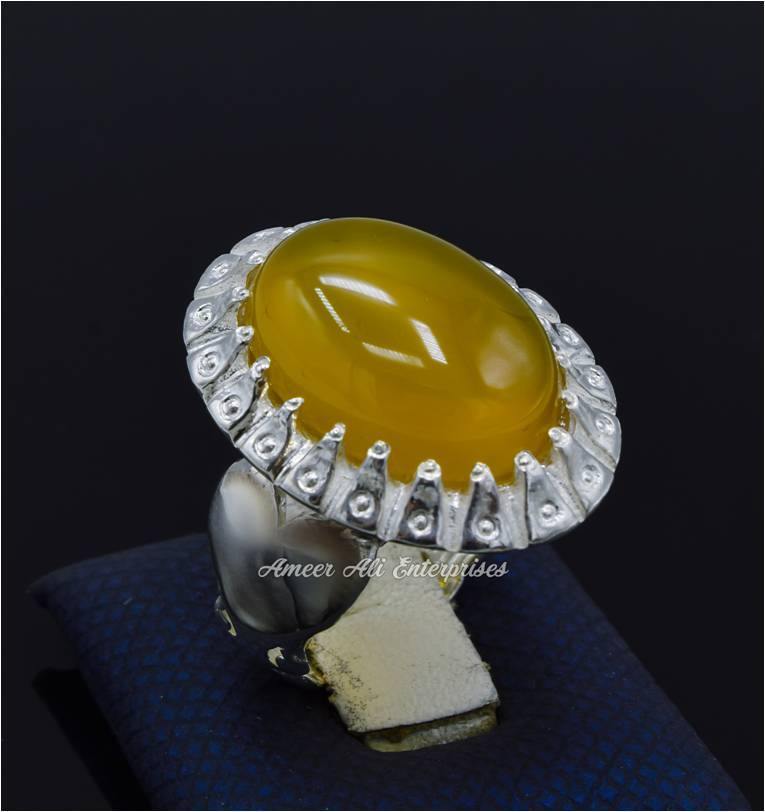 AAE 6820 CHANDI RING 925, STONE: Yellow AQEEQ - AmeerAliEnterprises
