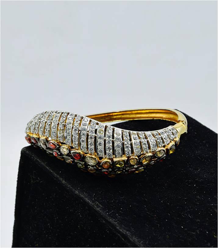 AAE 6197 Chandi Bracelet 925, Stone: Zircon (Gold Platted) - AmeerAliEnterprises