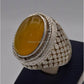 AAE 2312 Chandi Ring 925, Stone: Yellow Aqeeq - AmeerAliEnterprises