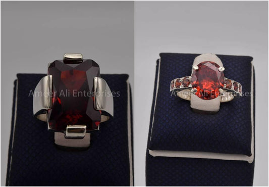 Silver Couple Rings: Pair 74,  Stone: Zircon - AmeerAliEnterprises