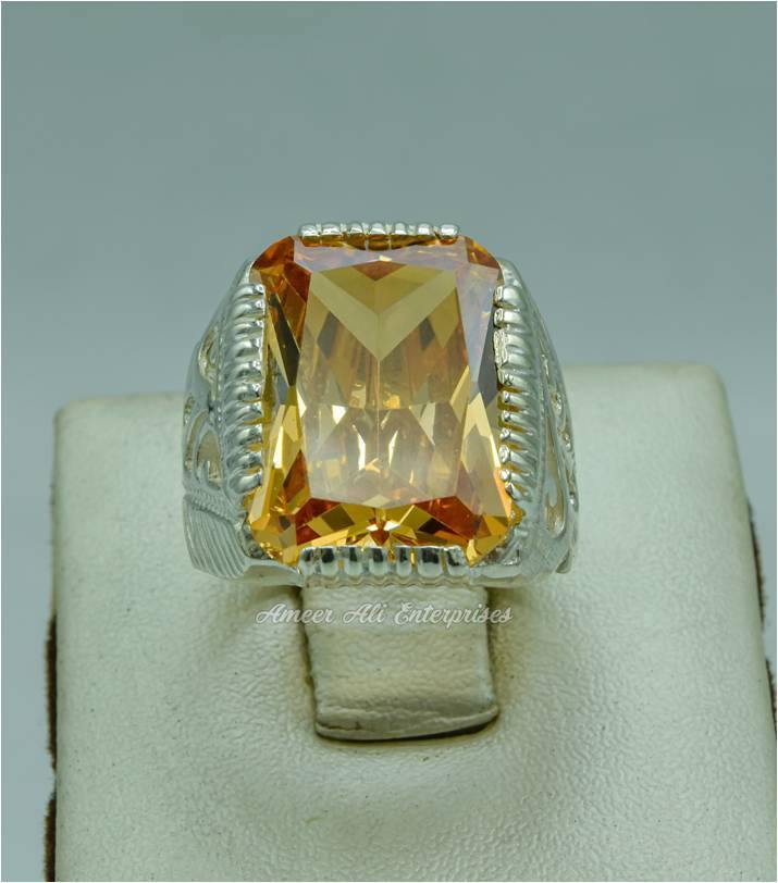 AAE 1824 Chandi Ring 925, Stone: Zircon - AmeerAliEnterprises