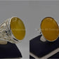 Silver Couple Rings: Pair 62, Stone: Yellow Aqeeq (Agate) - AmeerAliEnterprises