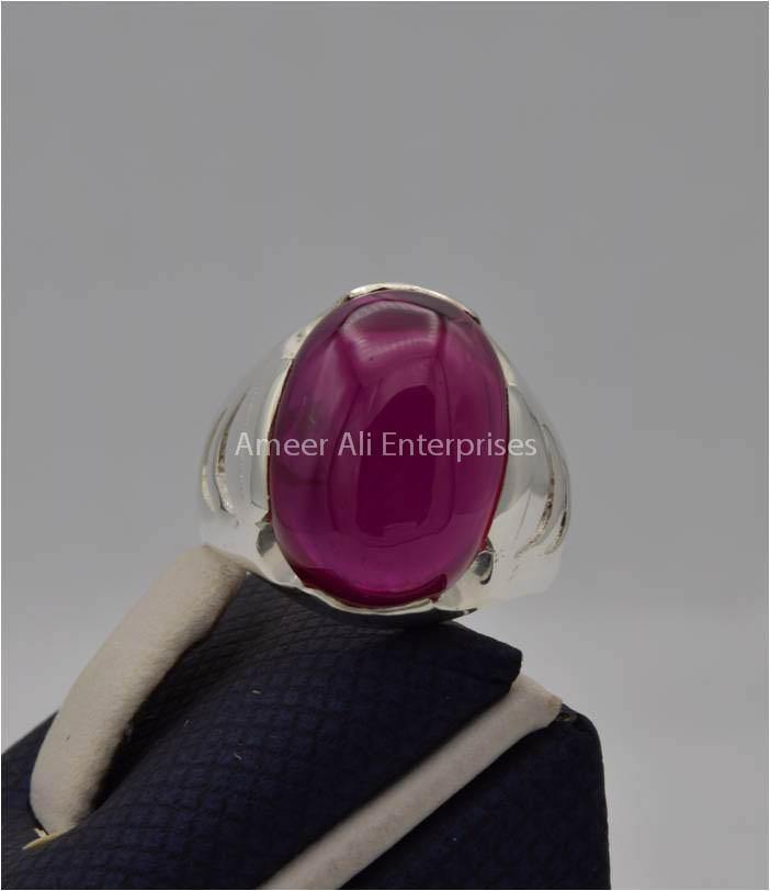 AAE 2206 Chandi Ring 925, Stone: Irani Poota Yaqoot (Anari Yaqoot) - AmeerAliEnterprises