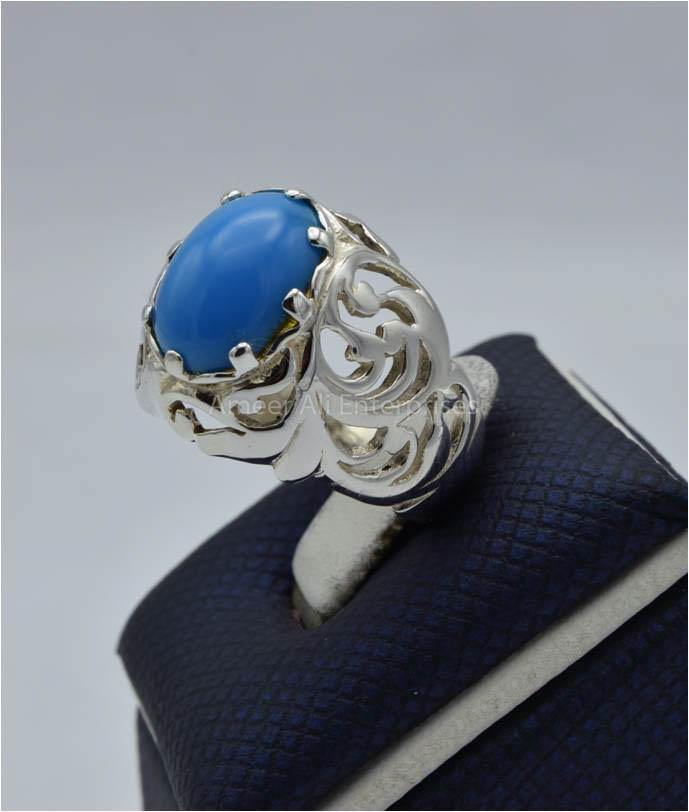 AAE 5801 Chandi Ring 925, Stone: Feroza - AmeerAliEnterprises