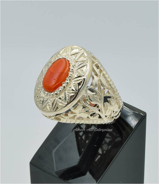 AAE 4430 Chandi Ring 925, Stone: Marjan (Coral)